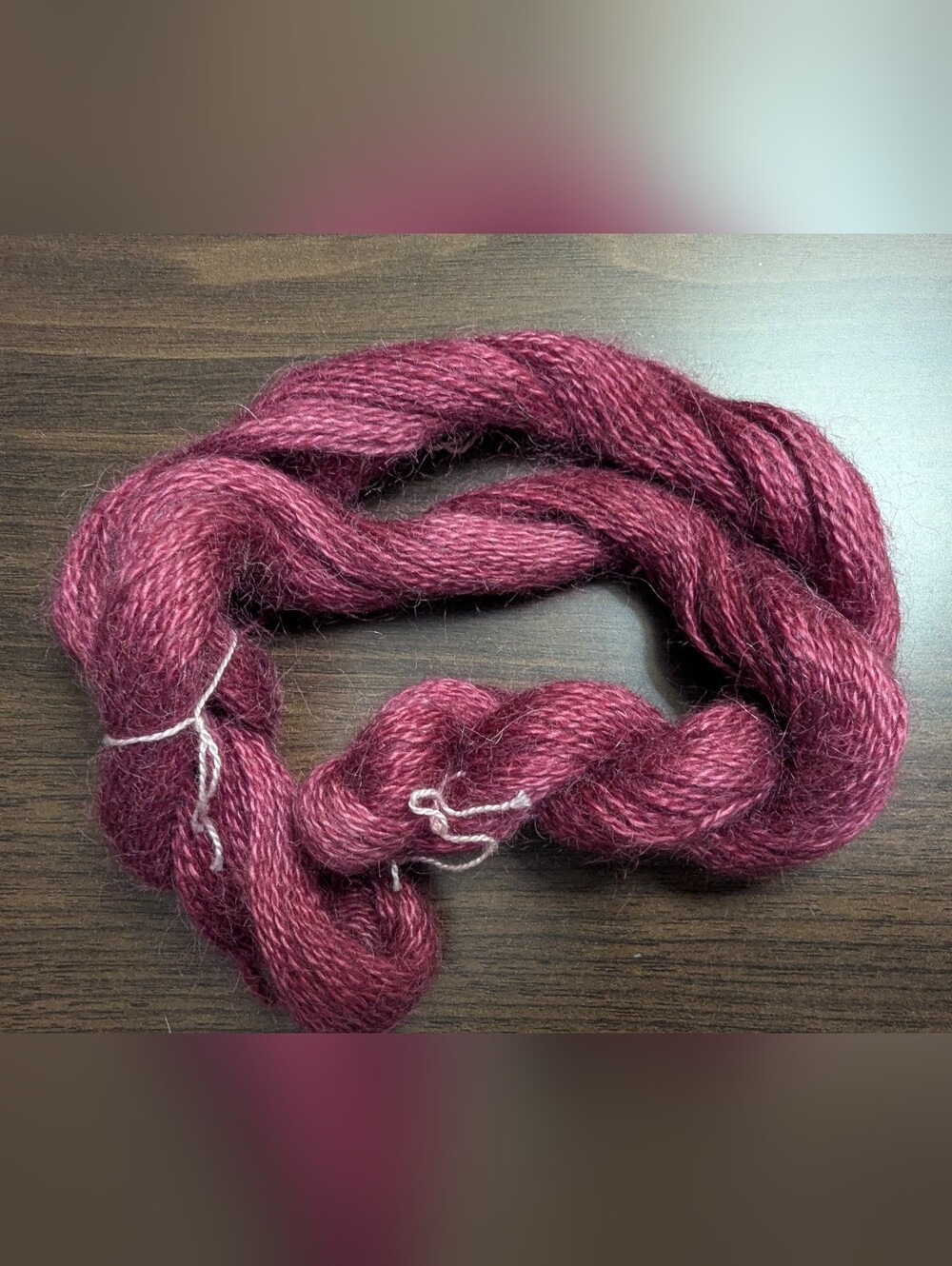 Pure Kid Mohair 2 ply yarn.225 yards, 50 grams Pink 1skien